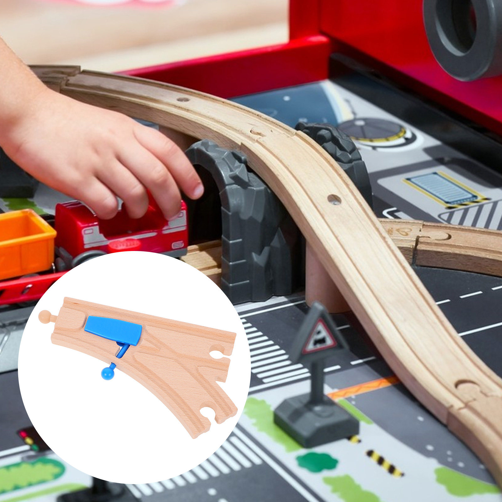 Toy Train Track Set - Houten Treinbaanset Creatieve Lay-out Prop Verbetering