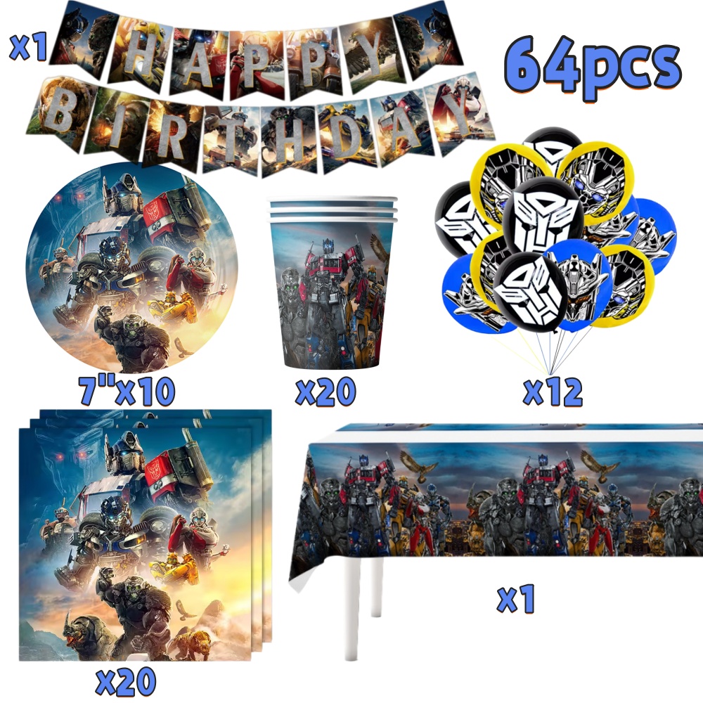 Banner Kids Toys - Transformers Cartoon DIY Verjaardagsfeestje Decoratieset Tafelkleed