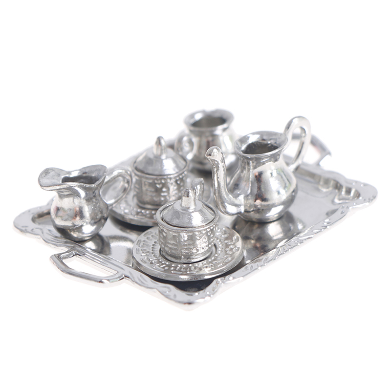Play Kitchen Set - 10 stks/set 1/12 Poppenhuis Miniatuur Zilveren