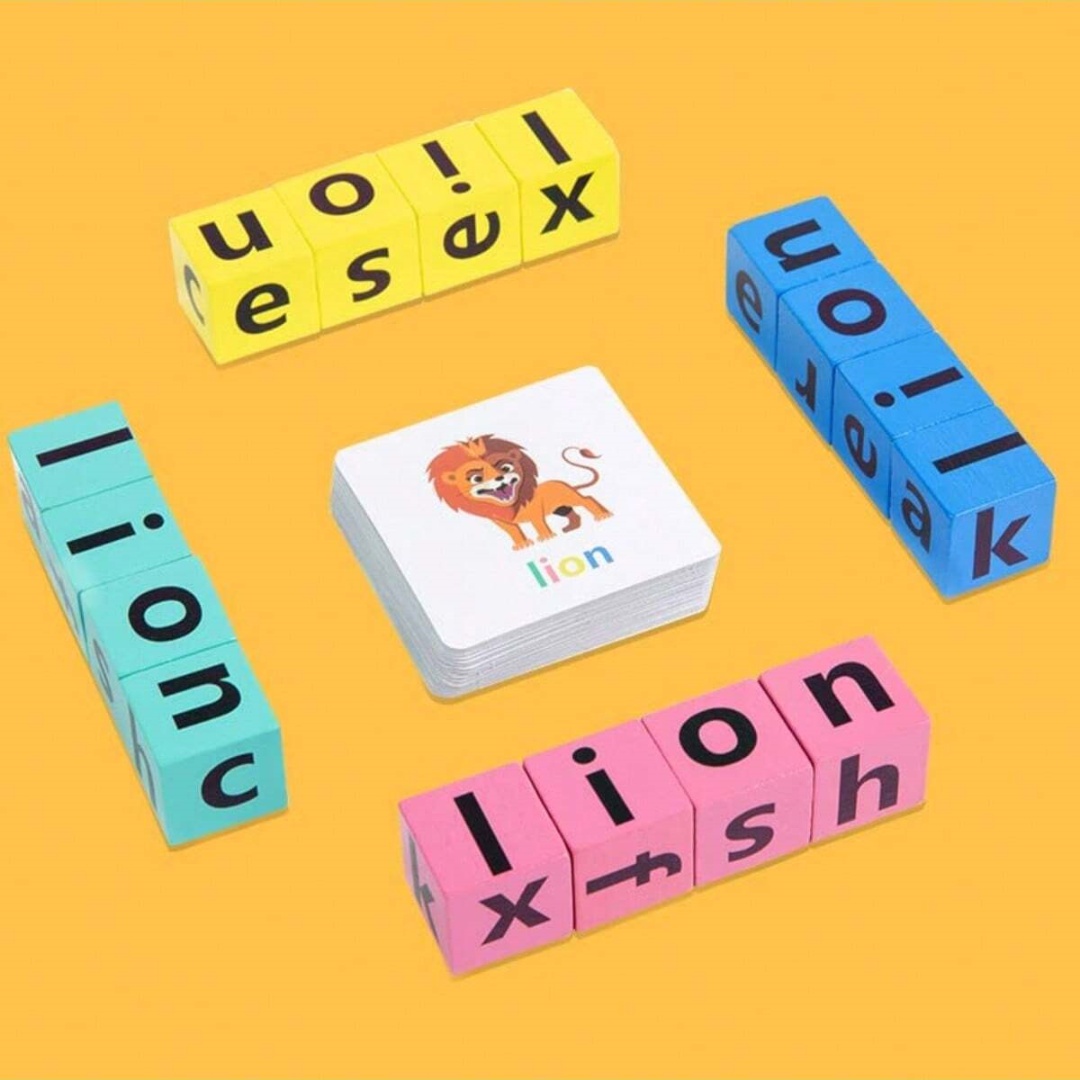 Wooden Blocks Stacking - Alfabetisch spellingsbordspel voor kinderen, 16 letterblokken