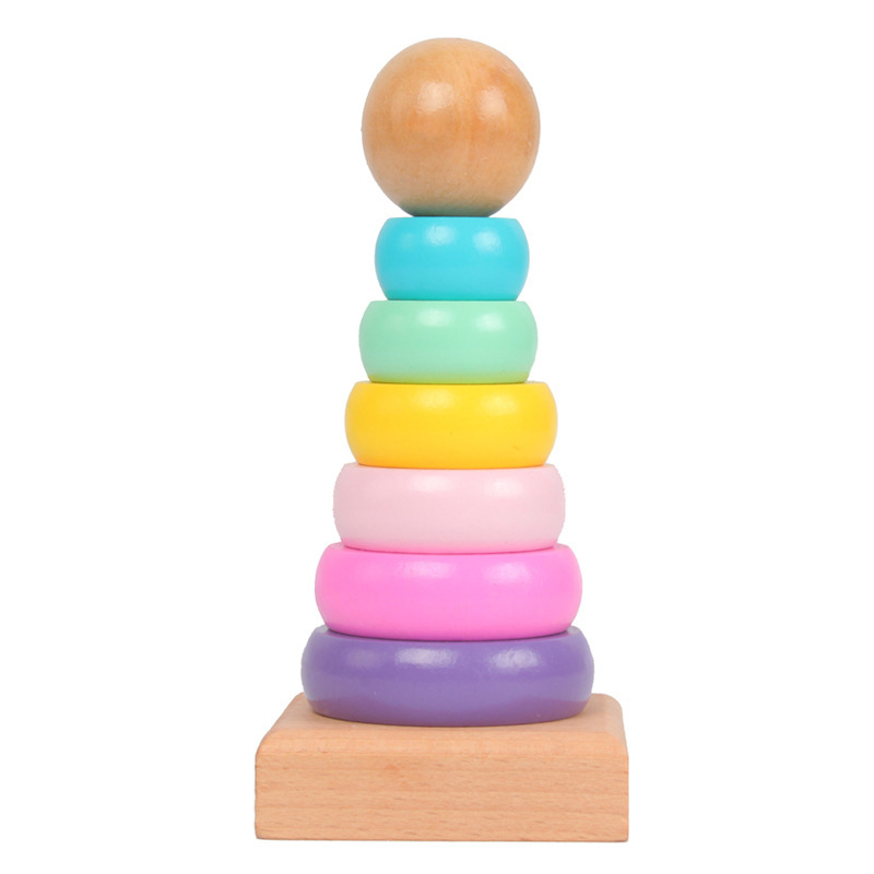 Wooden Blocks Stacking - Kinderen Regenboog Toren Ferrule Houten Speelgoed