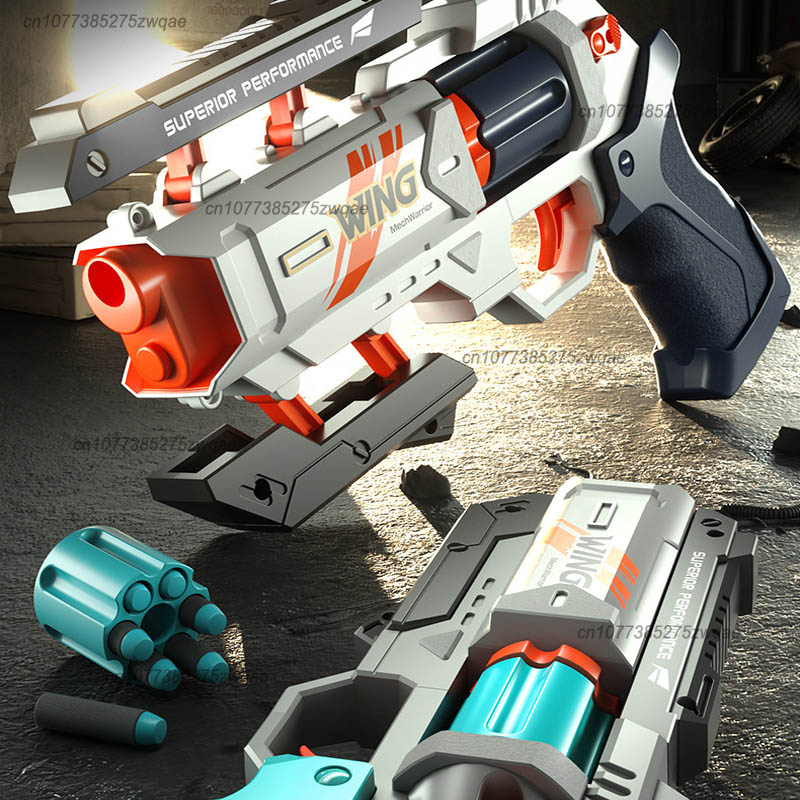 Foam Dart Gun - Mechanische aandrijving 6-schots revolver zachte kogel
