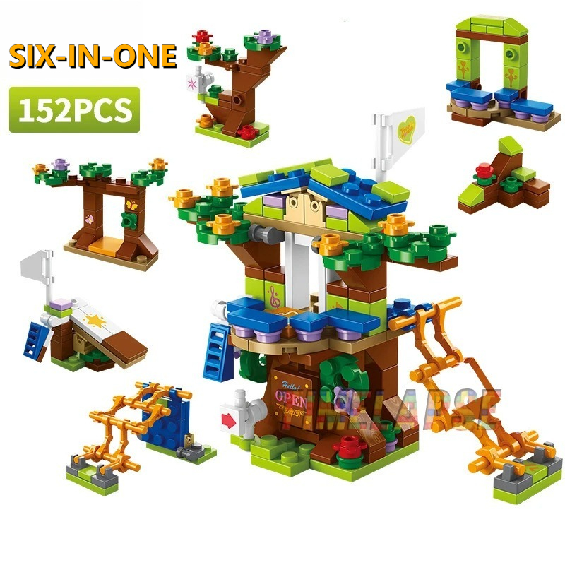 Kids Toys Christmas 2025 - 18+ 6-in-1 Boomhut Mini Model Bouwstenen