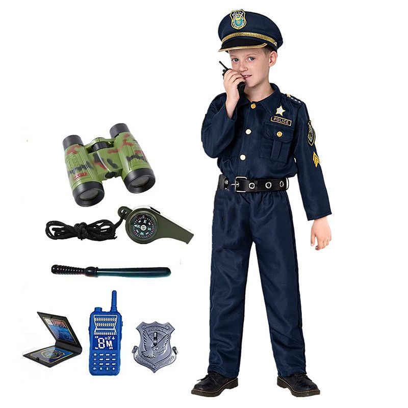 Kids Toys Supplier - 3-12Y schattig Amerikaans kind politieagent kostuum