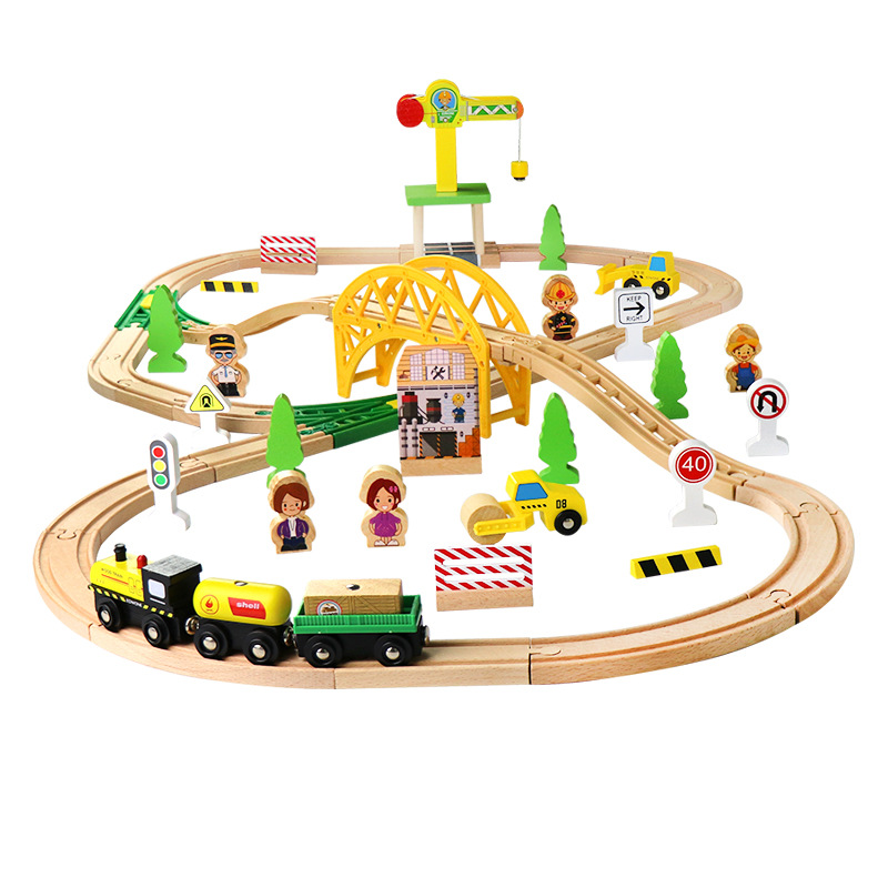 Toy Train Track Set - Houten Treinspoor Snelweg Ring Bouwset Spoorweg