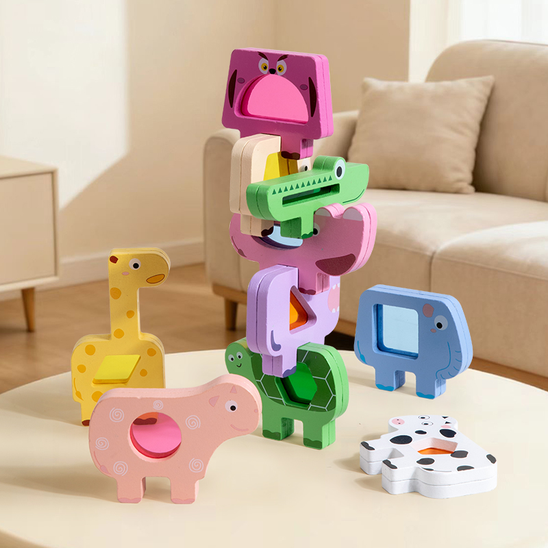 Houten dieren acryl stapelblok - Wooden Blocks Stacking recensie en prijs