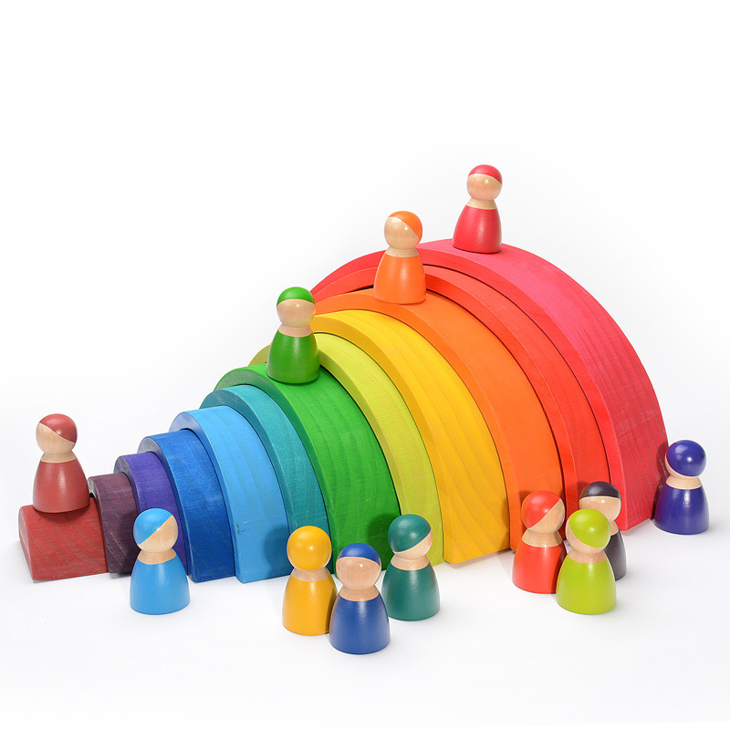 Houten regenboogblok Kleurrijk - Wooden Blocks Stacking recensie en prijs