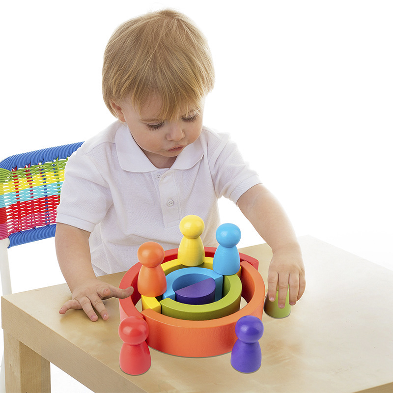 DIY Houten Regenboog Speelgoed - Wooden Blocks Stacking recensie en prijs