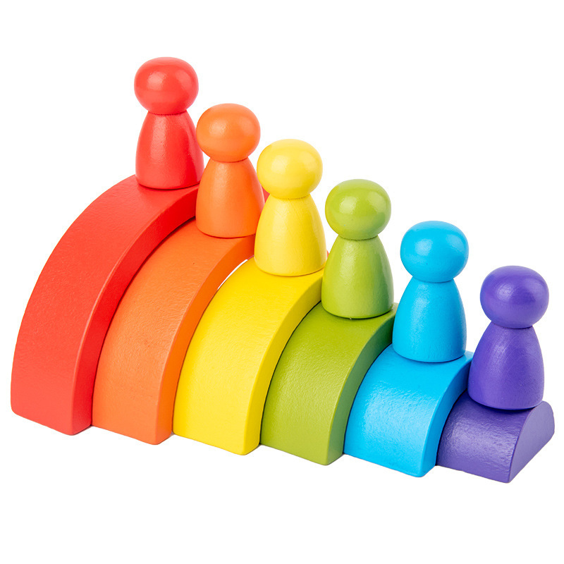 DIY Houten Regenboog Speelgoed - Wooden Blocks Stacking recensie en prijs