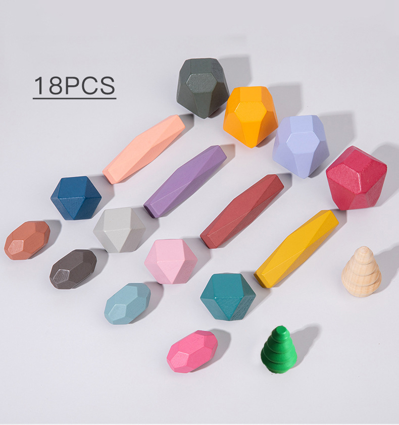 18-delige houten stapelrotsen  - Wooden Blocks Stacking recensie en prijs