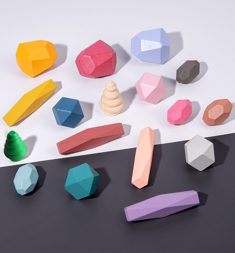 18-delige houten stapelrotsen  - Wooden Blocks Stacking recensie en prijs