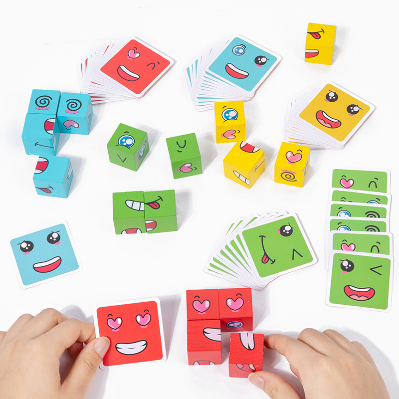 Kids Face Change Cube Game Mon - Wooden Blocks Stacking recensie en prijs