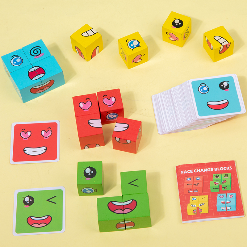 Kids Face Change Cube Game Mon - Wooden Blocks Stacking recensie en prijs