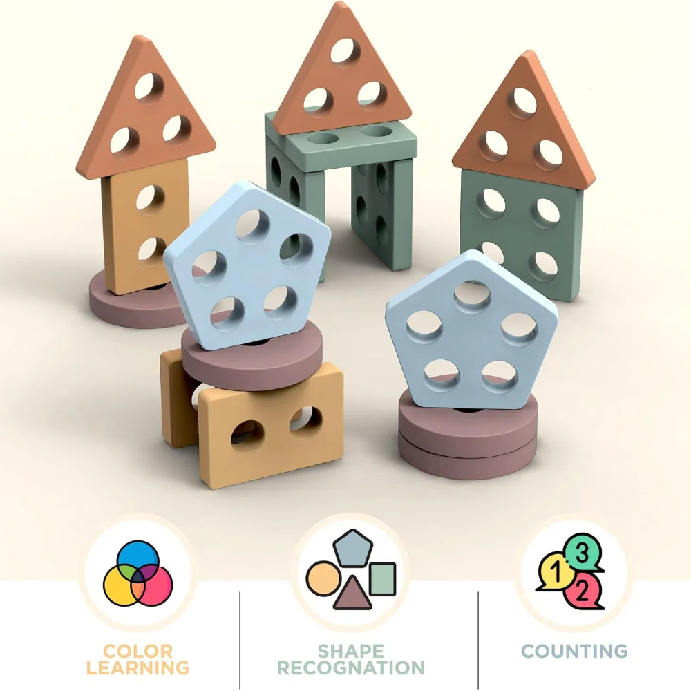 Montessori speelgoed voor 18+  - Wooden Blocks Stacking recensie en prijs