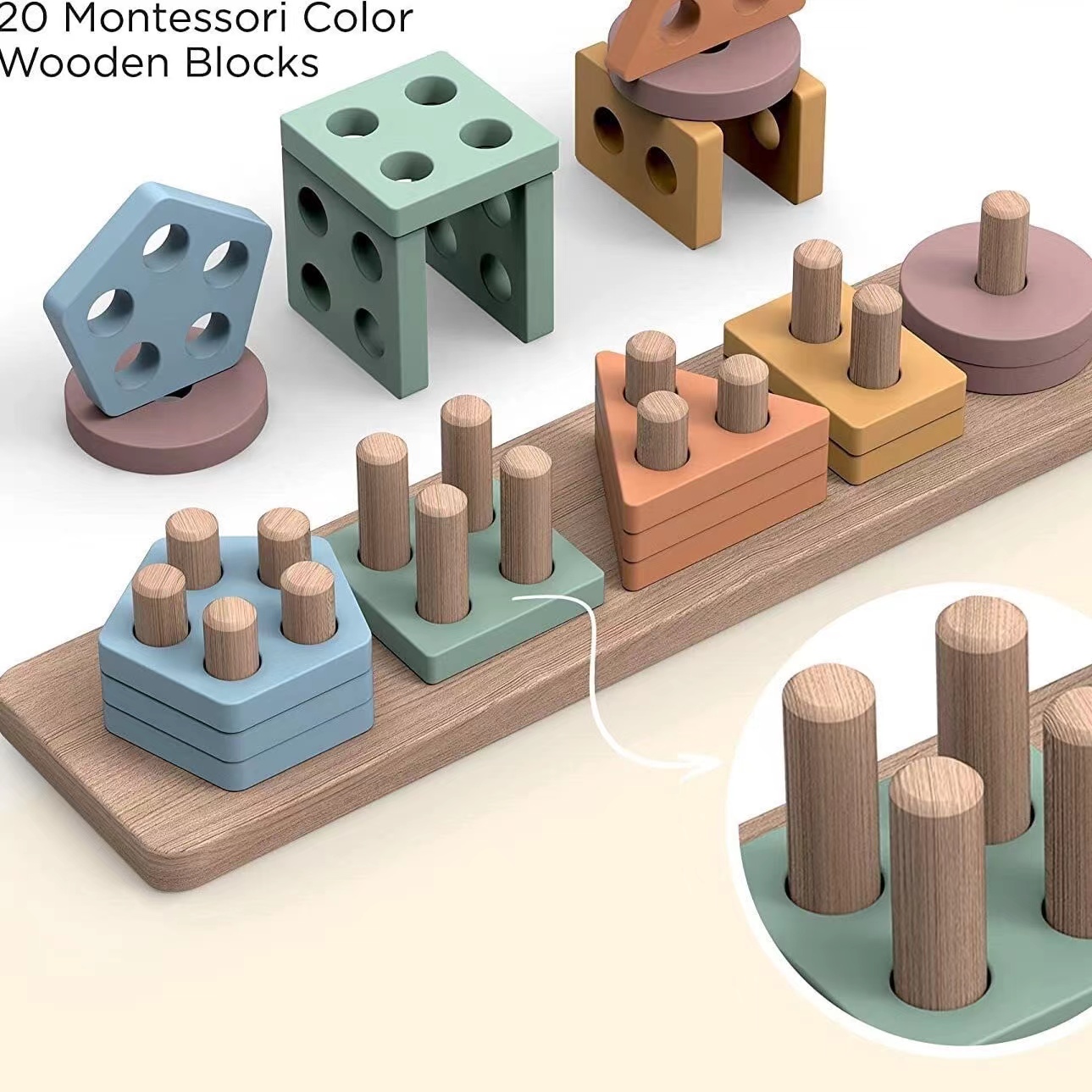 Montessori speelgoed voor 18+  - Wooden Blocks Stacking recensie en prijs