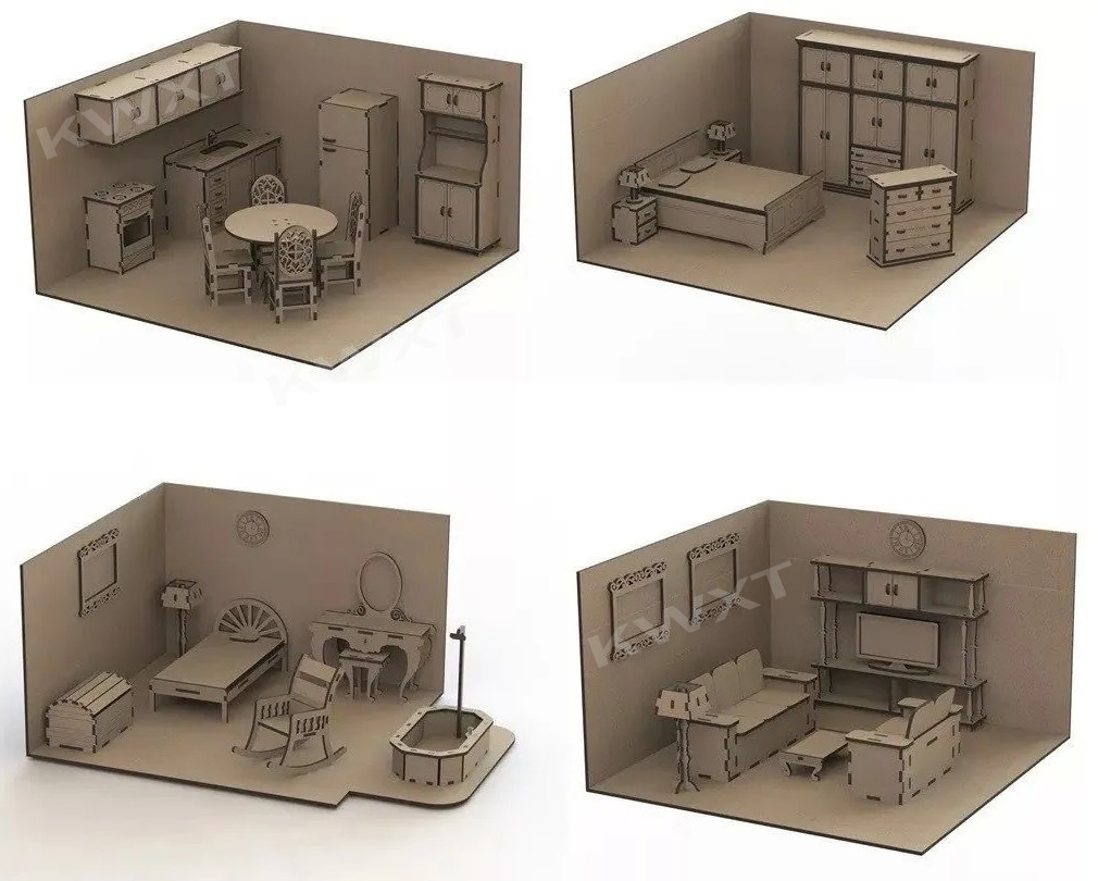 10-kind poppenhuis meubels puz - Kids Toys Vector recensie en prijs